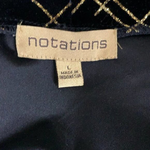 Notations Layered Look Cardigan Top L Black Velvet Gold Removable Jewelry Belt - Picture 6 of 6